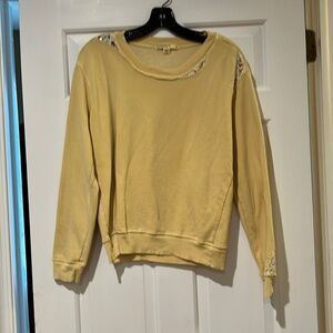Stateside lace cut out yellow sweatshirt